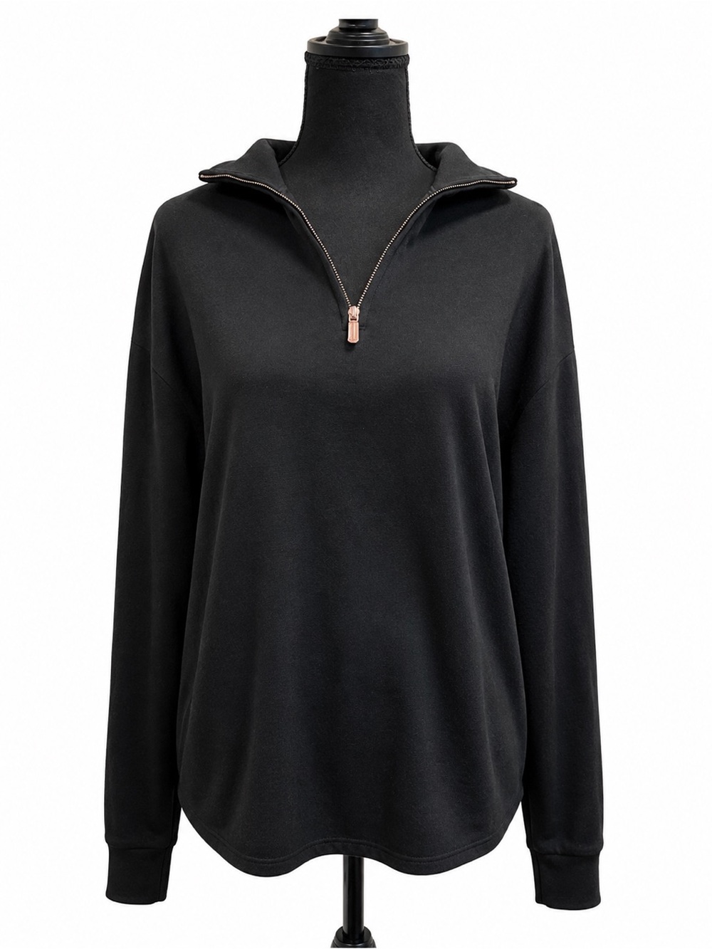 BANANA REPUBLIC MENS BLACK LONG SLEEVE QUARTER ZIP